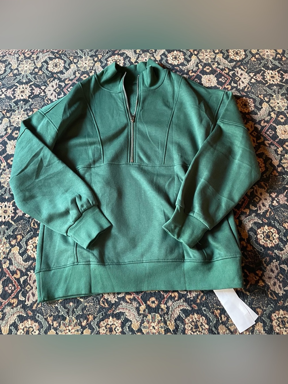 Fisoew Unisex Green Quarter-Zip Pullover Sweatshirt